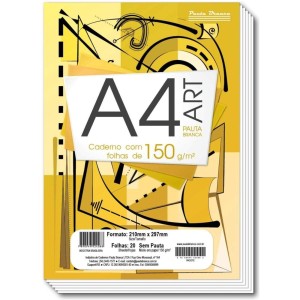 BLOCO DE DESENHO A4 150G 20 FOLHAS PAUTA BRANCA - BRANCO