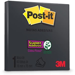 BLOCO ADESIVO POSTIT PRETO 76X76
