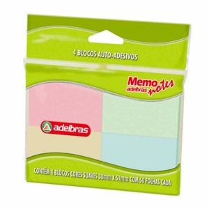 BLOCO ADESIVO 38X50MM AMARELO/COLOR