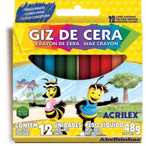 GIZ DE CERA 12 CORES FINO - ACRILEX