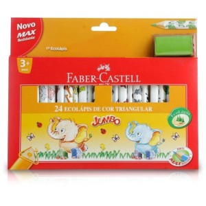 LÁPIS DE COR JUMBO 24 CORES + APONTADOR - FABER CASTELL