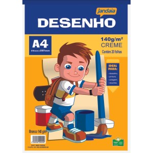 BLOCO DE DESENHO A4 140G 20 FOLHAS- CREME JANDAIA